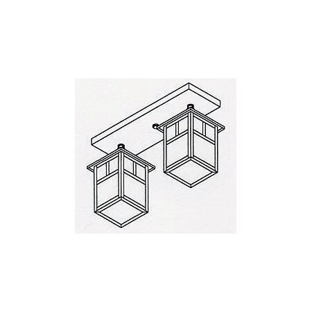 Arroyo Craftsman 5" mission 2 light ceiling mount without overlay (empty) MCM-5/2ERM-RB